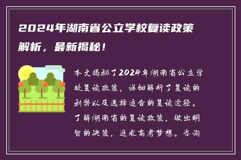 2024年河北省公立学校复读政策解析，最新揭秘！